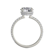 MICHAEL M 18K White Gold Engagement Ring with Double Hidden Halo and Side Stones